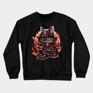 samurai cat Crewneck Sweatshirt